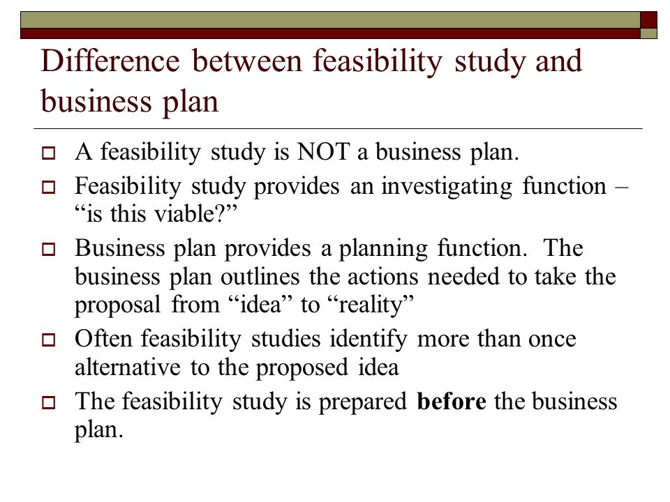 Feasibility analysis differ from a business plan